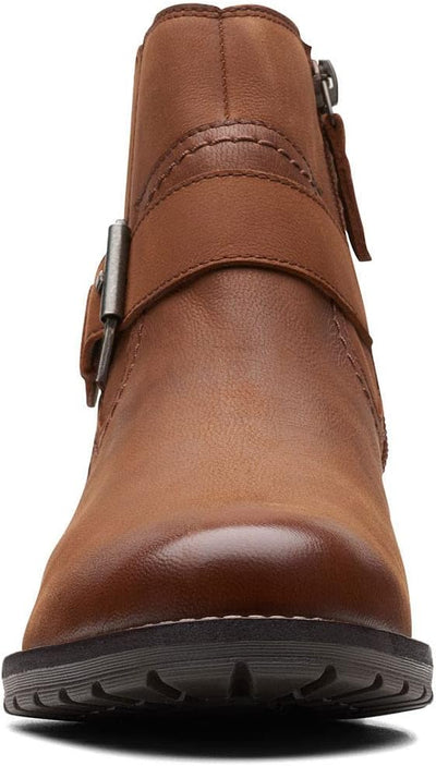 Clarks Damen Clarkwell Strap Mode-Stiefel 35 EU Dark Tan Lea, 35 EU Dark Tan Lea