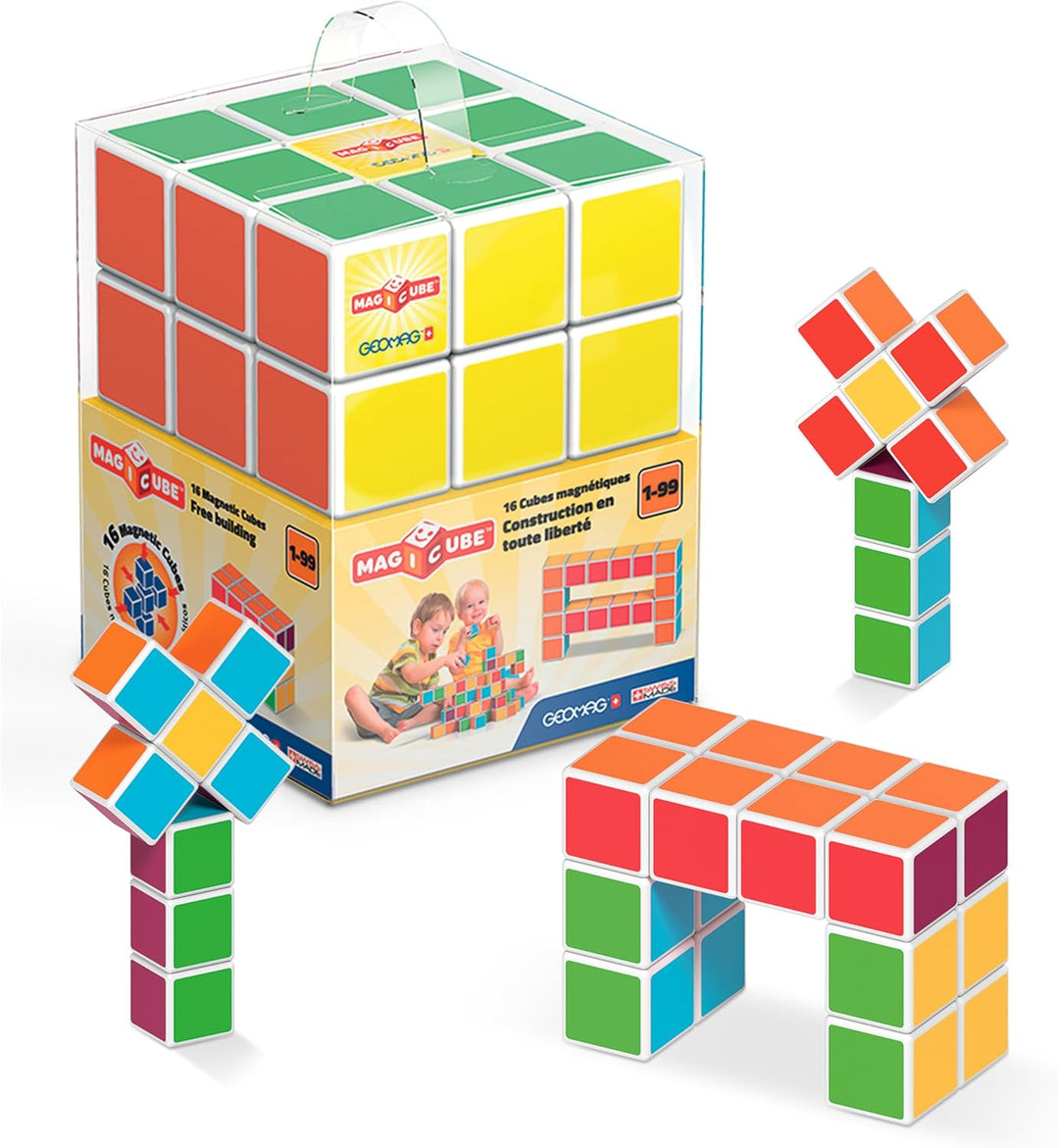 Geomag 126 - Magicube Free Building 16 Magnetwürfel für Konstruktionen, Baukasten Lernspielzeug 16 C