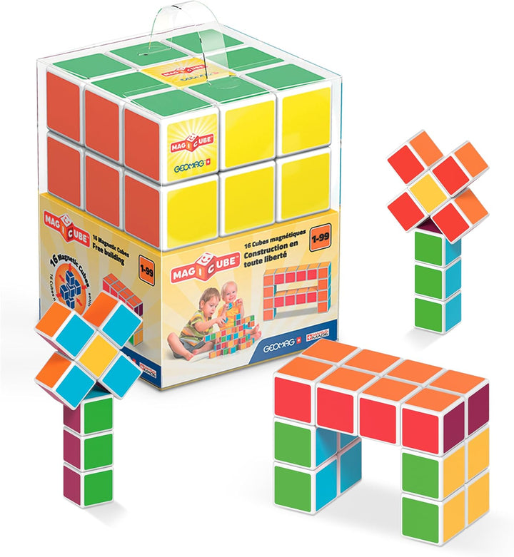 Geomag 126 - Magicube Free Building 16 Magnetwürfel für Konstruktionen, Baukasten Lernspielzeug 16 C