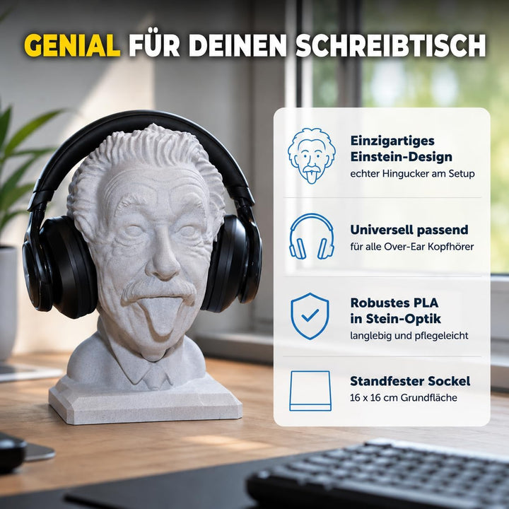 Generisch Albert Einstein Kopfhörerhalter, Brillenhalter, Kopfhörer Ständer, Statue, Schreibtisch De
