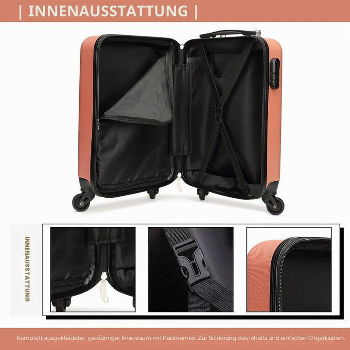 KONO Hartschale Koffer Trolley Rollkoffer Zwillingsrollen ABS Handgepäck Bordgepäck 4 Rollen, 48cm 2