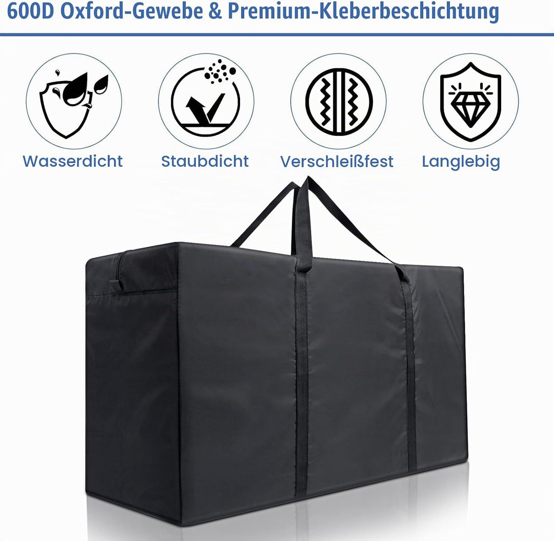 Cozary 180L Aufbewahrungstasche Gross, 600D Oxford Heavy-Duty Umzugstaschen mit Handgriff, Wasserdic