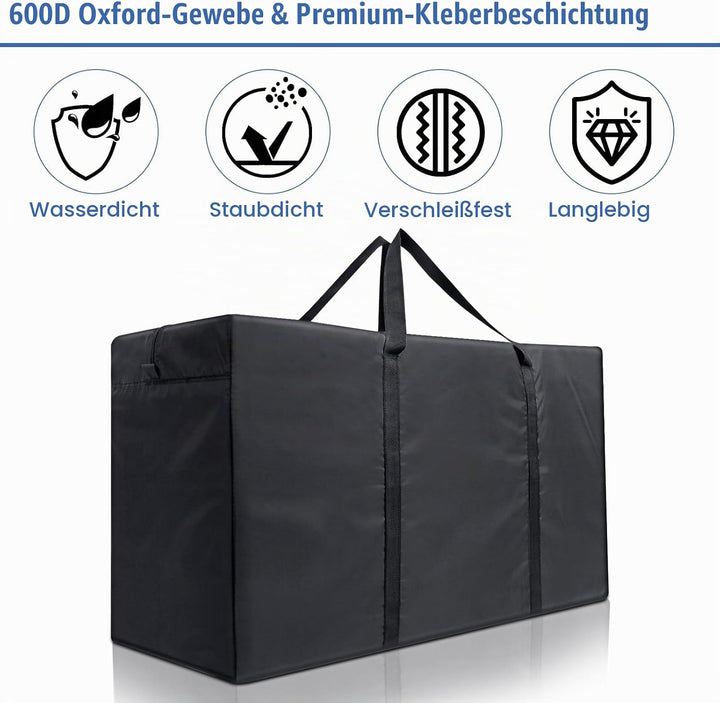 Cozary 180L Aufbewahrungstasche Gross, 600D Oxford Heavy-Duty Umzugstaschen mit Handgriff, Wasserdic