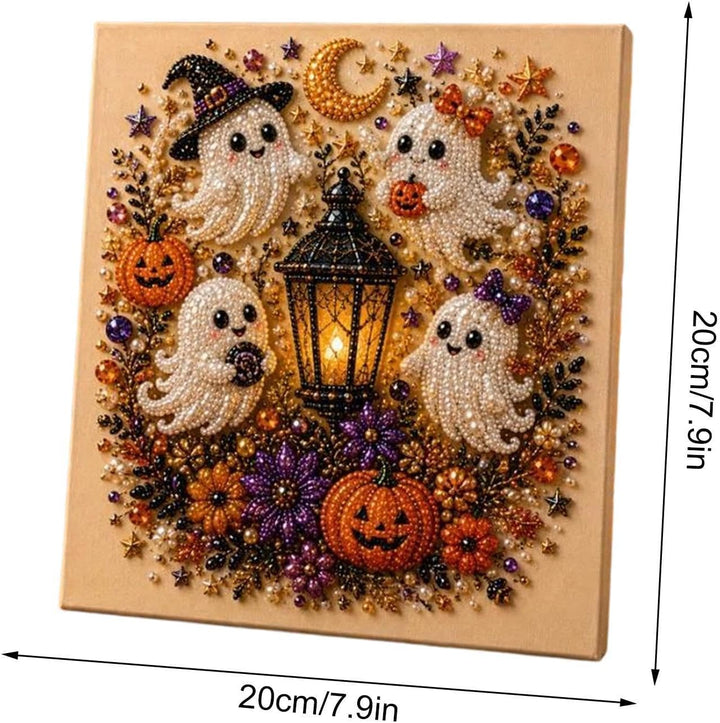 Halloween Perlenkunst Kreativset - 3D Geisterbild | Diamantmalerei | Sauberes Basteln Ohne Kleber -