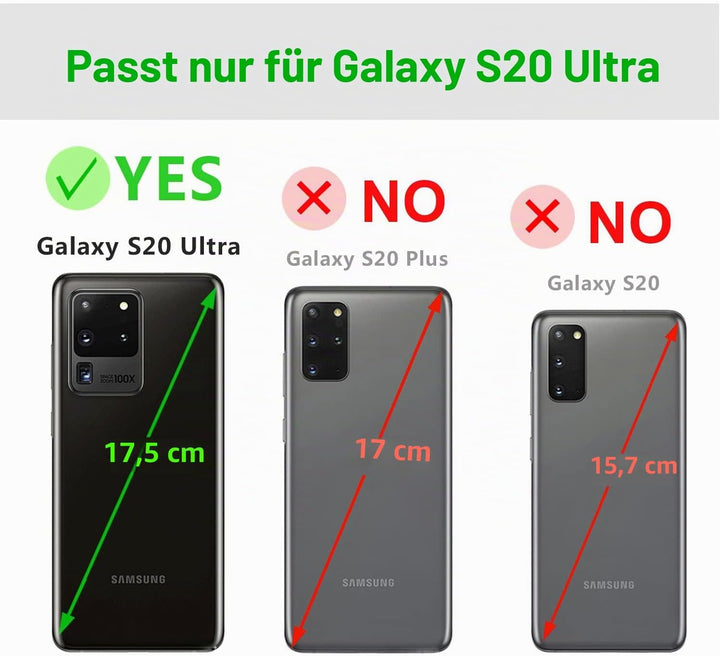 LENSUN Echtleder Hülle für Samsung Galaxy S20 Ultra, Handyhülle Leder [Magnetverschluss][RFID Schutz