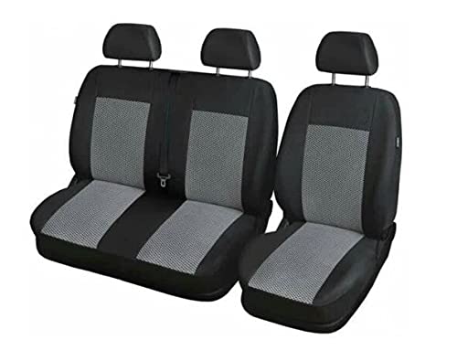 Schwarz und Grau Sitzbezüge Vordersitze für Bus Van 1+2 mit 2 Beifahrersitzen.