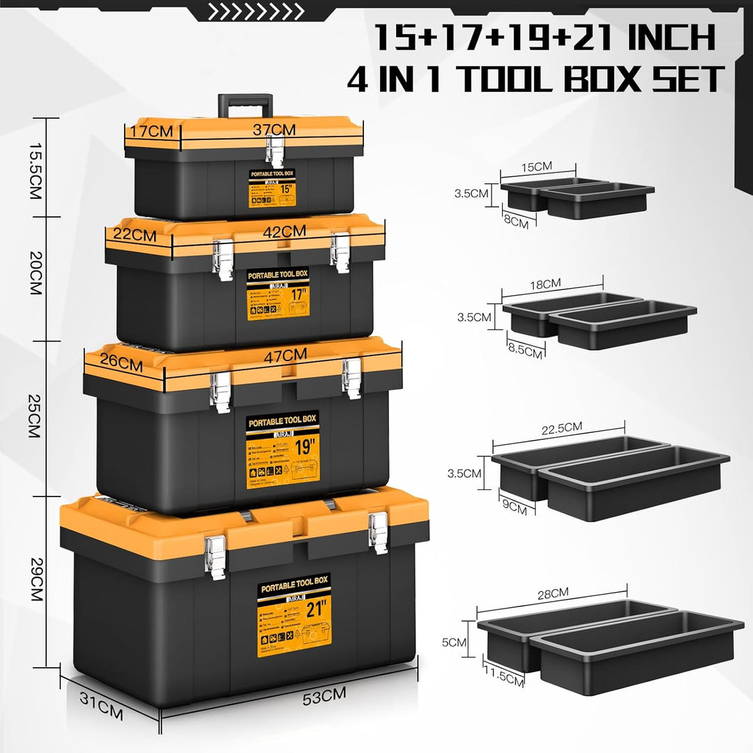 4-in-1 Werkzeugkoffer,AIRAJ Werkzeugkoffer Leer,8 Herausnehmbare Werkzeugbox-Organizer,Abschliessbar