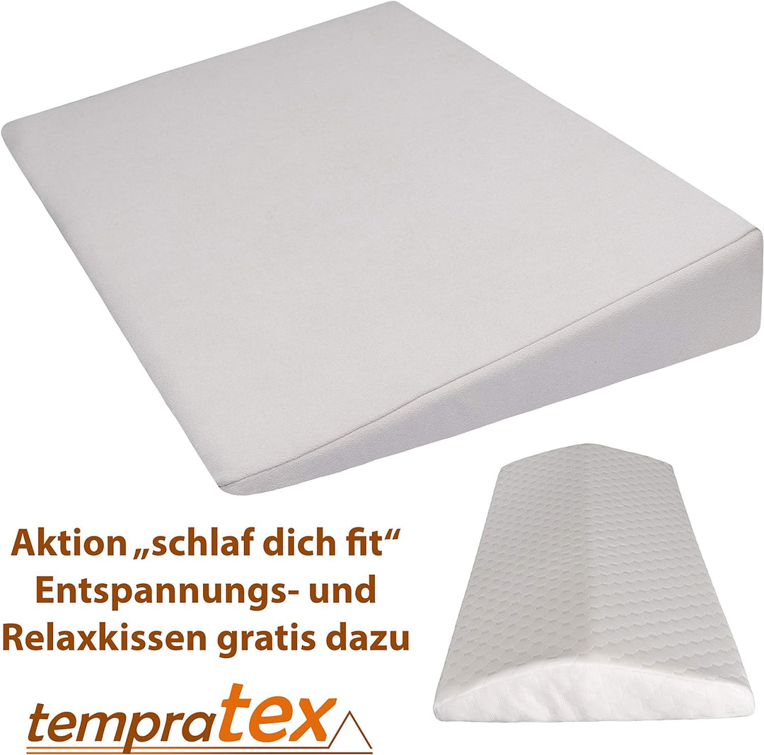 Tempratex Bettkeil Keilkissen Schlaferhöhung + Nackenkissen Gratis dazu! Als Bein- oder Rückenkissen