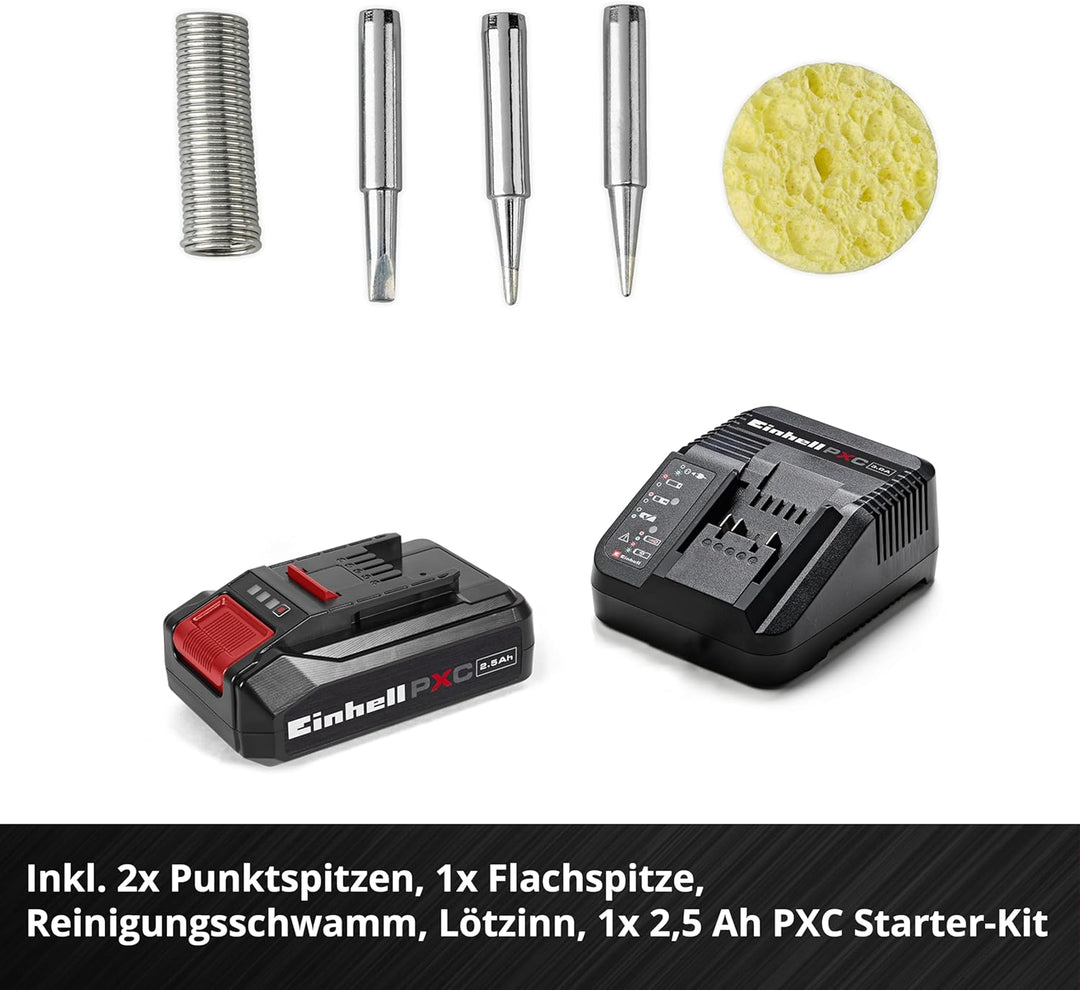 Einhell Akku-Lötkolben TE-SI 18/480 Li E PXC (18 V, 200 °C - 480 °C, zum Weichlöten, LCD-Display, in