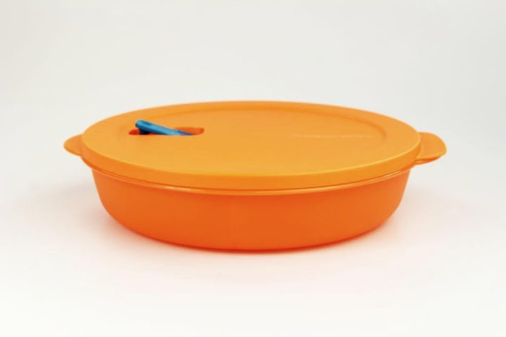Tupperware CrystalWave Mikrowelle 1,9 L mit orangefarbenem Mikrowelleneinsatz