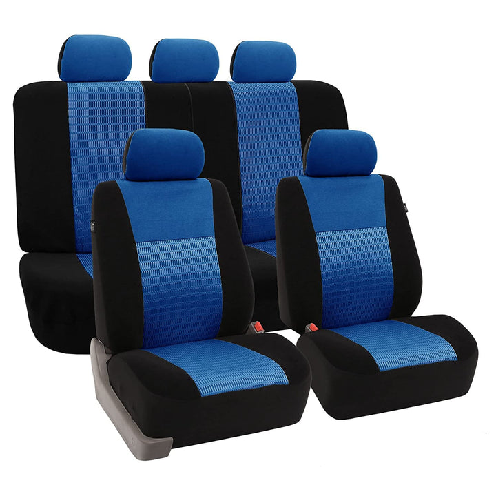 FH GROUP FB060115 Trendy Elegance Full Set car seat Covers (Airbag & Split Ready), Blue, Blue