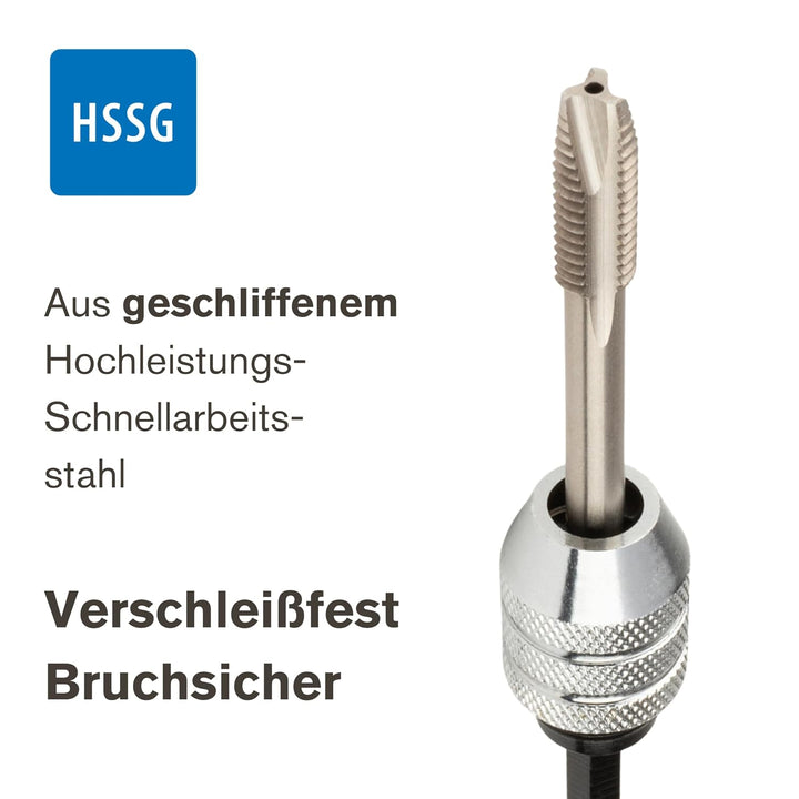 GSR Gewindeschneider Set, 17-teilig, HSSG Gewindebohrer Set, M3-M12, Mit Gewindebohrer-Halter 1/4''