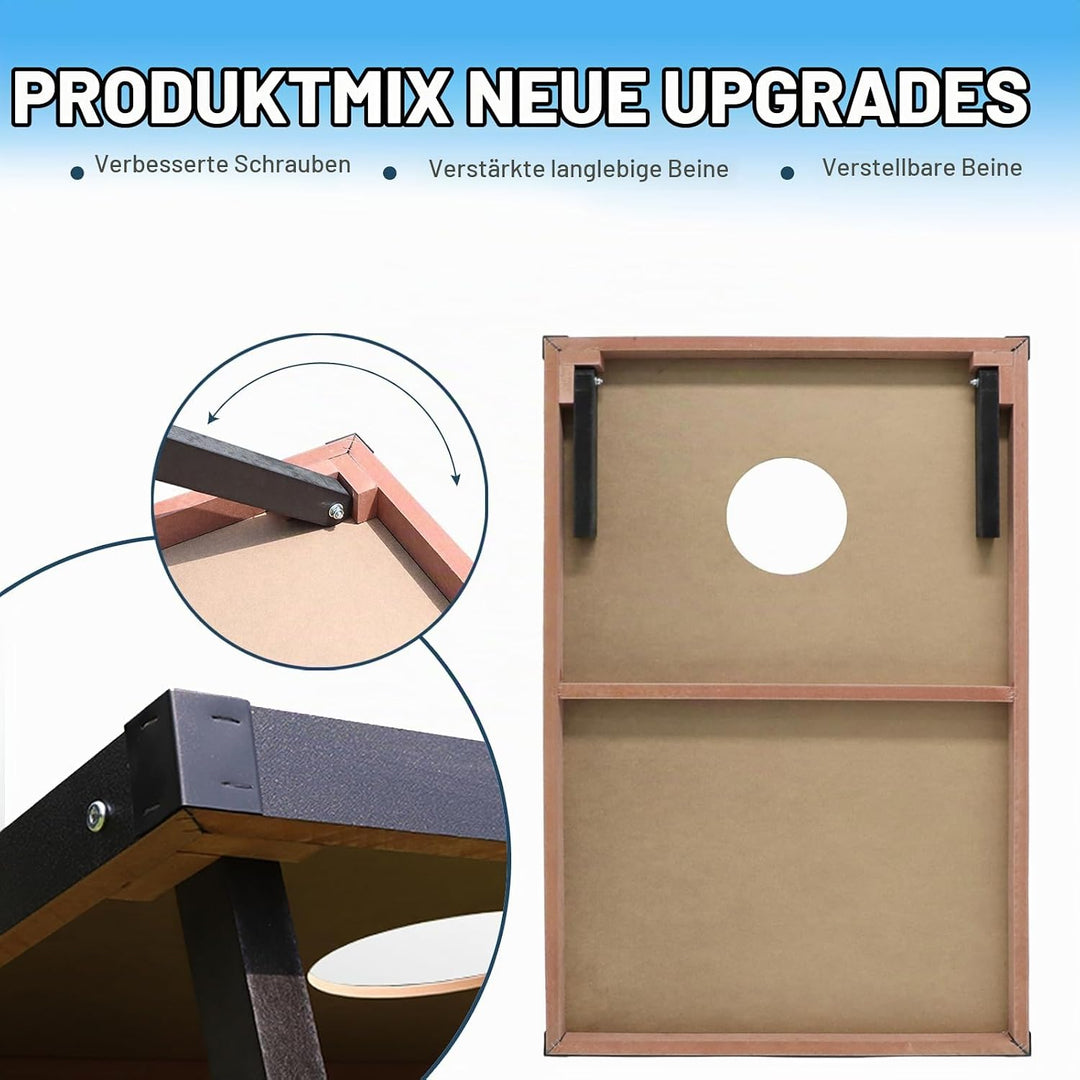 Cornhole Spiel Verordnung Grösse 91cmx60cm, Sackloch Spiel mit Corn Hole Spiel mit 2 Boards, 8 Wurfb