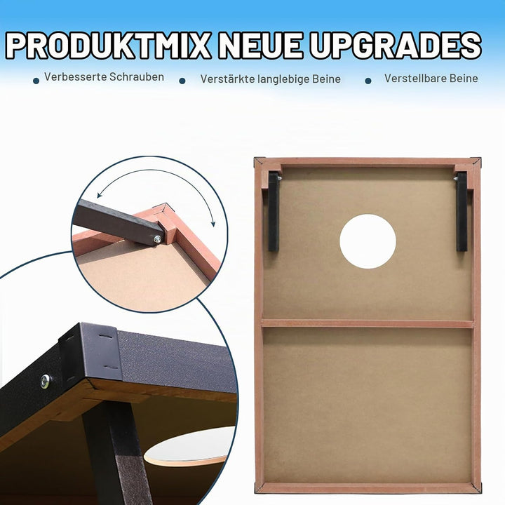 Cornhole Spiel Verordnung Grösse 91cmx60cm, Sackloch Spiel mit Corn Hole Spiel mit 2 Boards, 8 Wurfb
