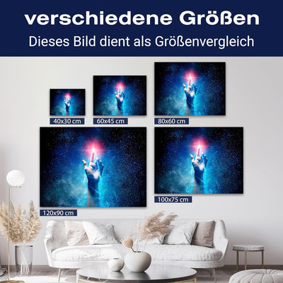 wandmotiv24 Fantasy Motiv als Leinwandbild, 40x30cm, Querformat, Weltall, Hand, Planeten, Sterne, Ef