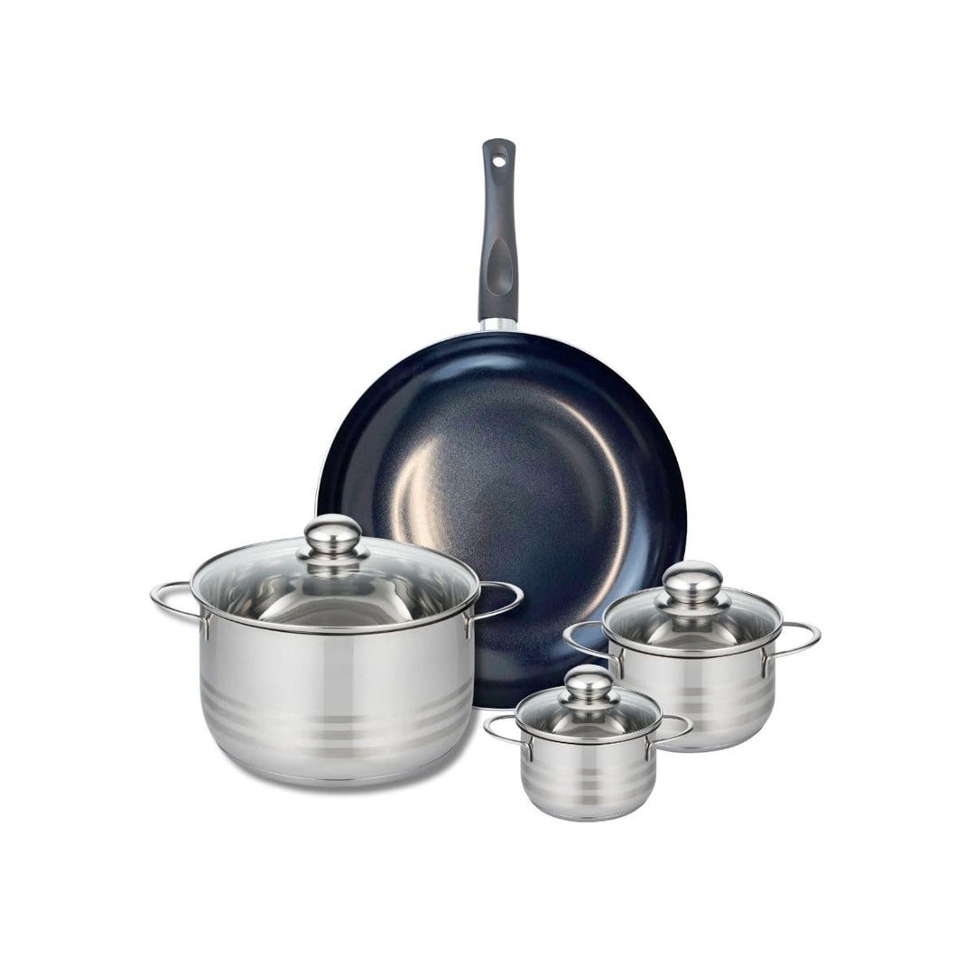 ELO 9720350 Kochgeschirr-Set, 4-teilig, 1 Bratpfanne 32 cm und 3 Kochtöpfe 12, 14 und 24 cm, Elo Pri