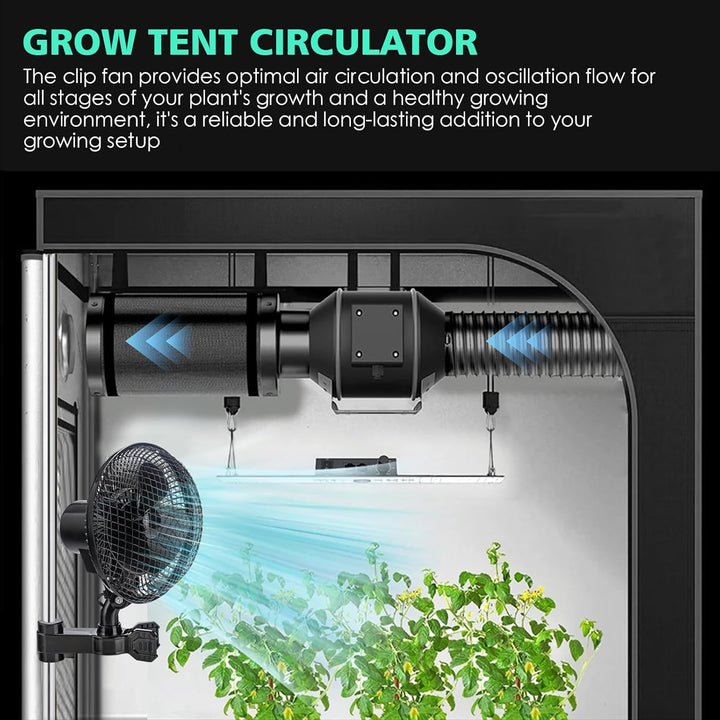 Oszillierender Clip Ventilator für Growzelt Growbox 24W Grow Lüfter Ventilator, 2 Geschwindigkeitsst