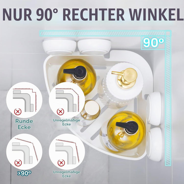 TAILI Ecke Duschablage mit Saugnapf Ohne Bohren Abnehmbar Belastbarkeit 10 KG Wasserdicht Eckeregal