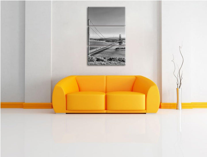 Pixxprint Golden Gate Bridge als Leinwandbild/Grösse: 3 Teilig (120x80) cm/Wandbild/Kunstdruck/ferti