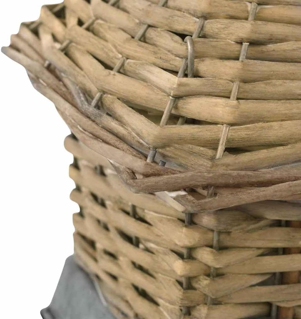 3er Set Vogelhaus aus Weidengeflecht mit Gusseisen-Rahmen, Nistkasten für Garten und Balkon, 17x17x1