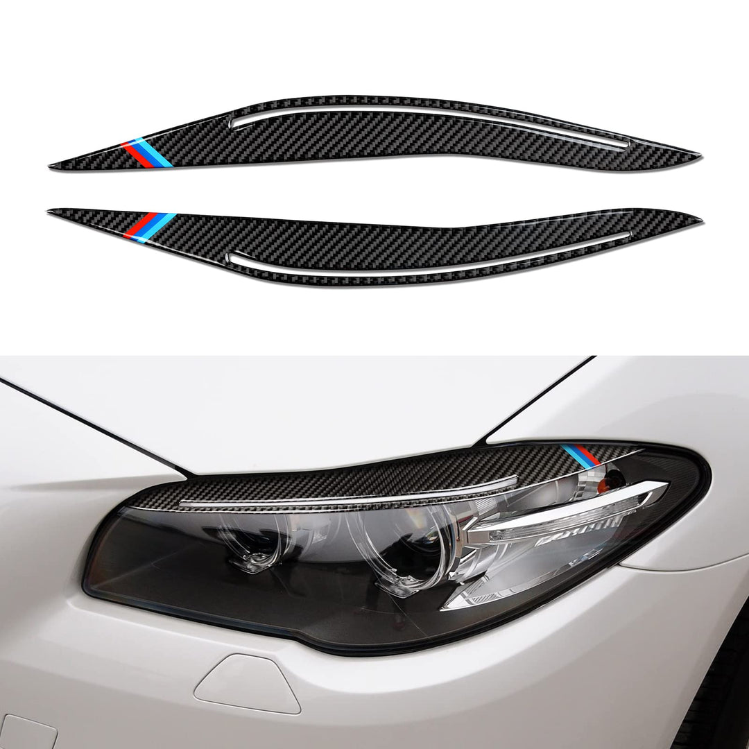 2PCS Auto Scheinwerfer Augenbrauen Abdeckung Augenlider Aufkleber Kohlefaser Decal Kompatibel mit F1