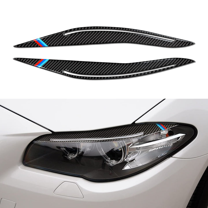 2PCS Auto Scheinwerfer Augenbrauen Abdeckung Augenlider Aufkleber Kohlefaser Decal Kompatibel mit F1