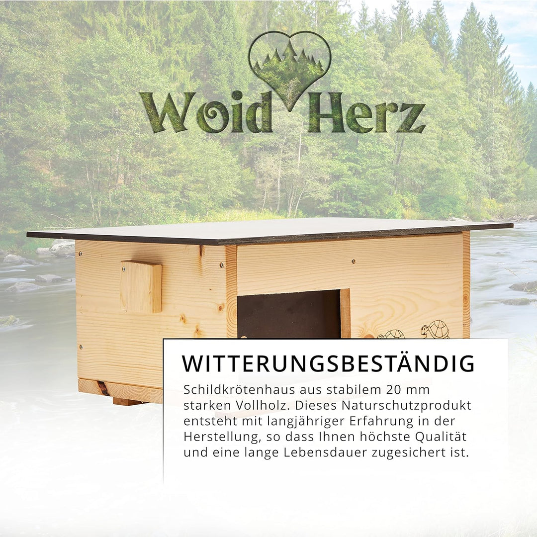Premium Schildkrötenhaus aus 20mm Vollholz (SH3) - Wetterfest mit Boden und Schiebetür inc. verstell