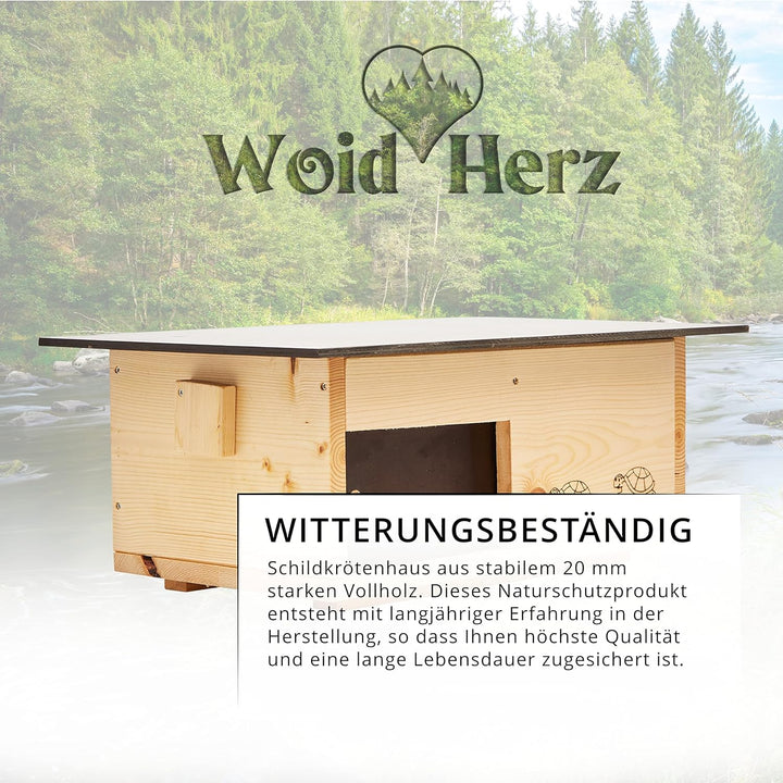 Premium Schildkrötenhaus aus 20mm Vollholz (SH3) - Wetterfest mit Boden und Schiebetür inc. verstell