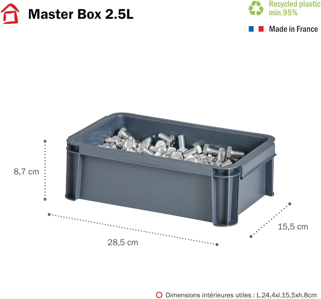 SUNDIS Master Box, 6er-set Aufbewahrungsboxen 2,5L, aus recyceltem Kunststoff, robust und verstärkt,