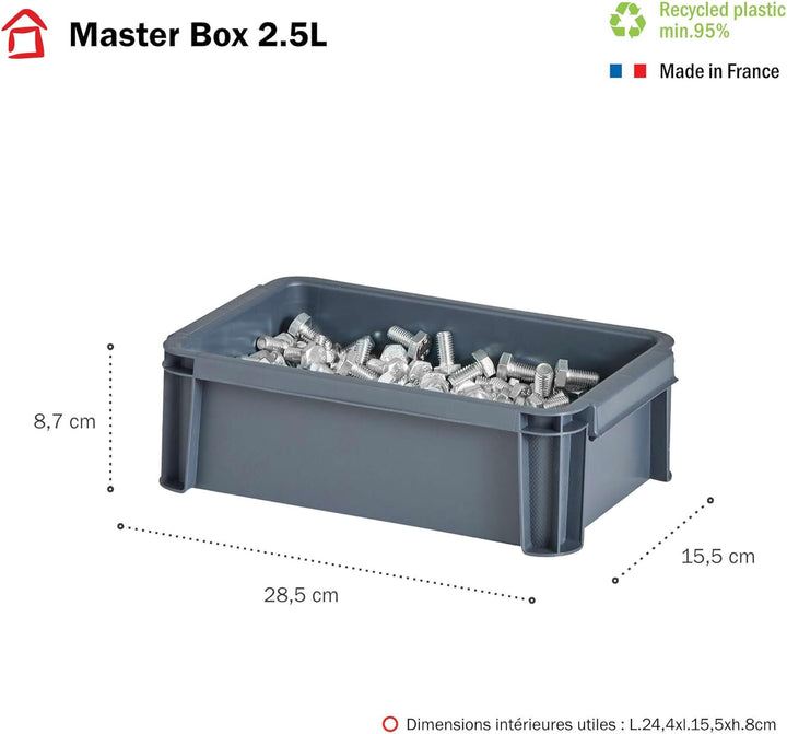 SUNDIS Master Box, 6er-set Aufbewahrungsboxen 2,5L, aus recyceltem Kunststoff, robust und verstärkt,