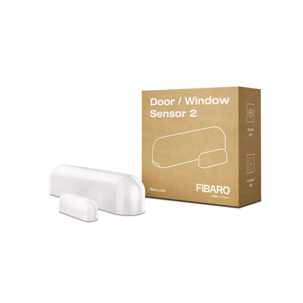 FIBARO Door Windows Sensor 2 / Z-Wave Plus Türfenster und Temperatursensor, White, FGDW-002-1 Weiss,