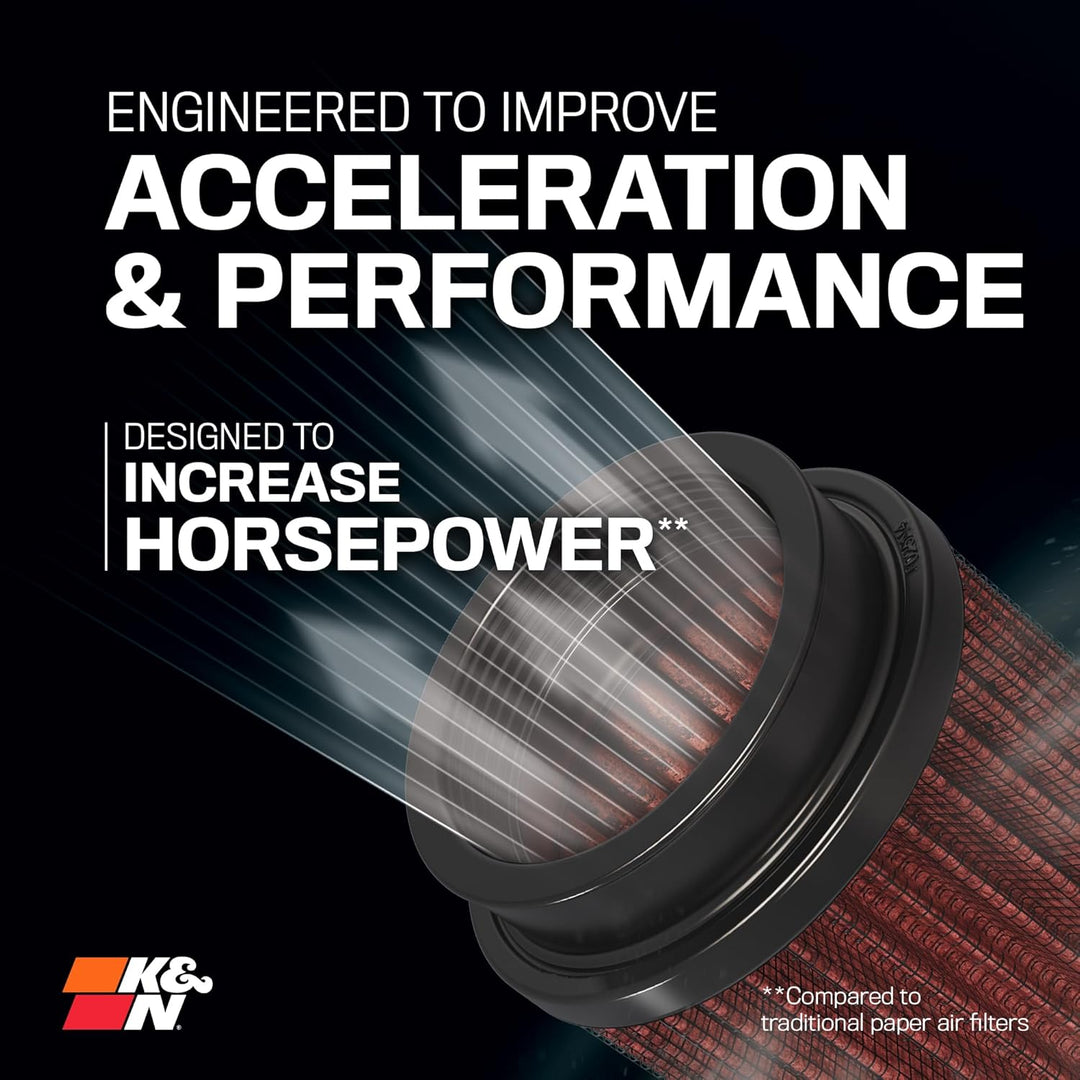 K&amp;N RE-0910 Waschbarer und wiederverwendbarer KFZ und Motorrad Gummi Universalluftfilter, Rot