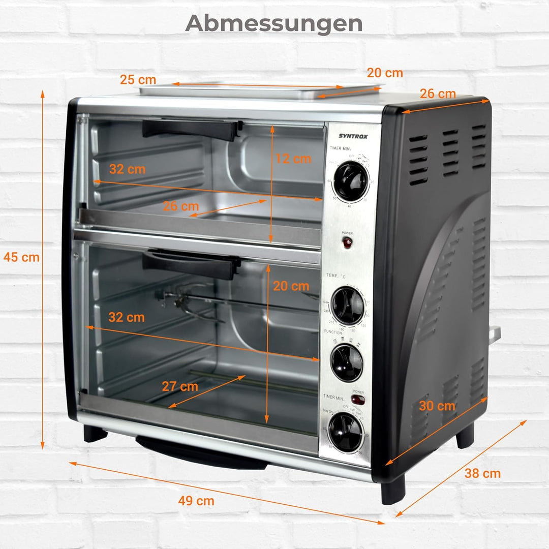 Syntrox 42 l Kleiner Mini Backofen Lollox | Miniofen | Pizzaofen | Pizzabackofen, 42 Liter, inklusiv