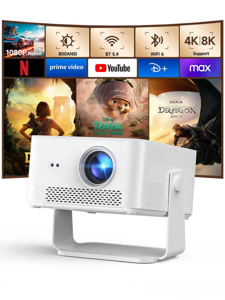 【Android 14 & 800 ANSI】 Magcubic Mini Beamer 4K 8K Unterstützt, Smart Projektor Native 1080P mit WiF