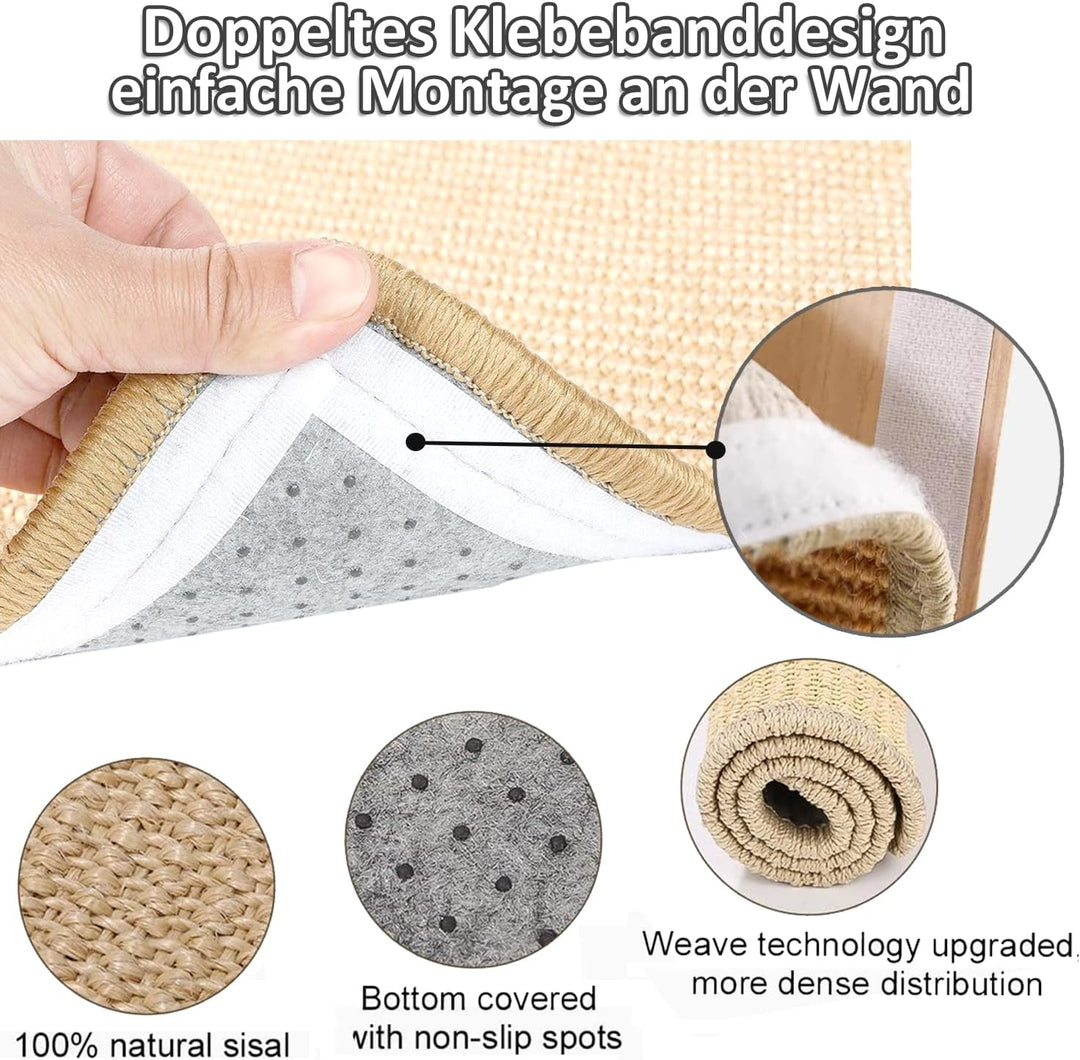 Kratzmatte Katze, 2 Stück 50x 30cm Sisal Teppich Katzen Kratzteppich Katzenkratzmatte Kratzbrett Wan