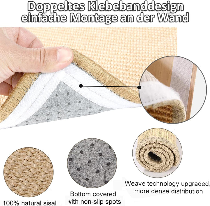 Kratzmatte Katze, 2 Stück 50x 30cm Sisal Teppich Katzen Kratzteppich Katzenkratzmatte Kratzbrett Wan