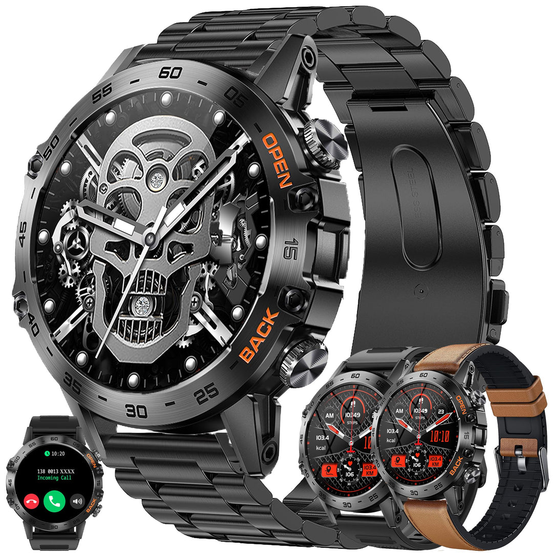 ZPIMY Smartwatch Herren mit Telefonfunktion, 1,39” AMOLED 5ATM Fitnessuhr mit Schlafmonitor, Schritt