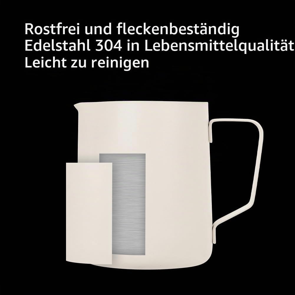 watchget Milchaufschäumkrug, 600 ml, Edelstahl, Espresso-Krug für Cappuccino und Latte Art, Cremewei