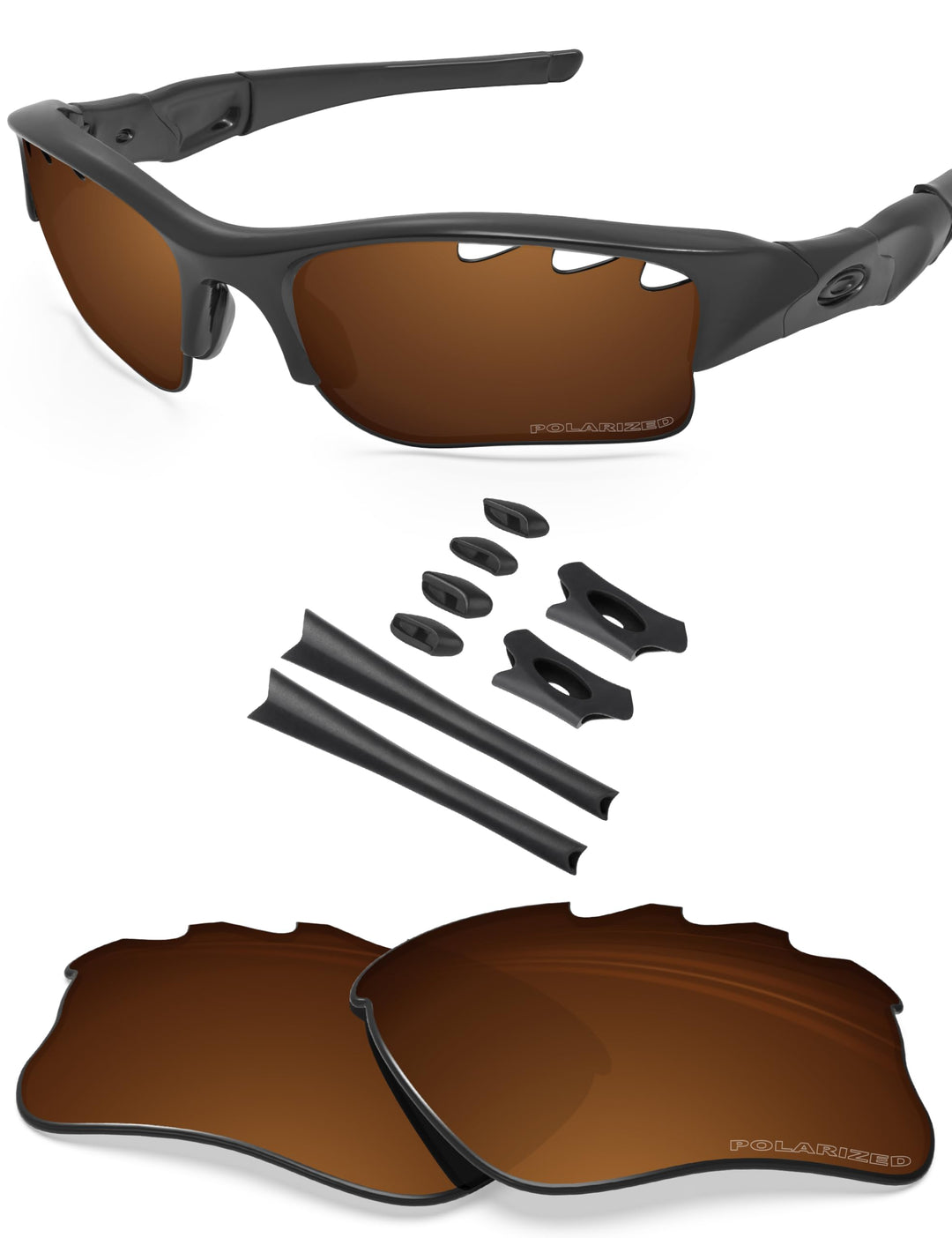 BlazerBuck Anti-salz Polarisierte Ersatzgläser für Oakley Flak Jacket XLJ Entlüftet Bernstein Polari
