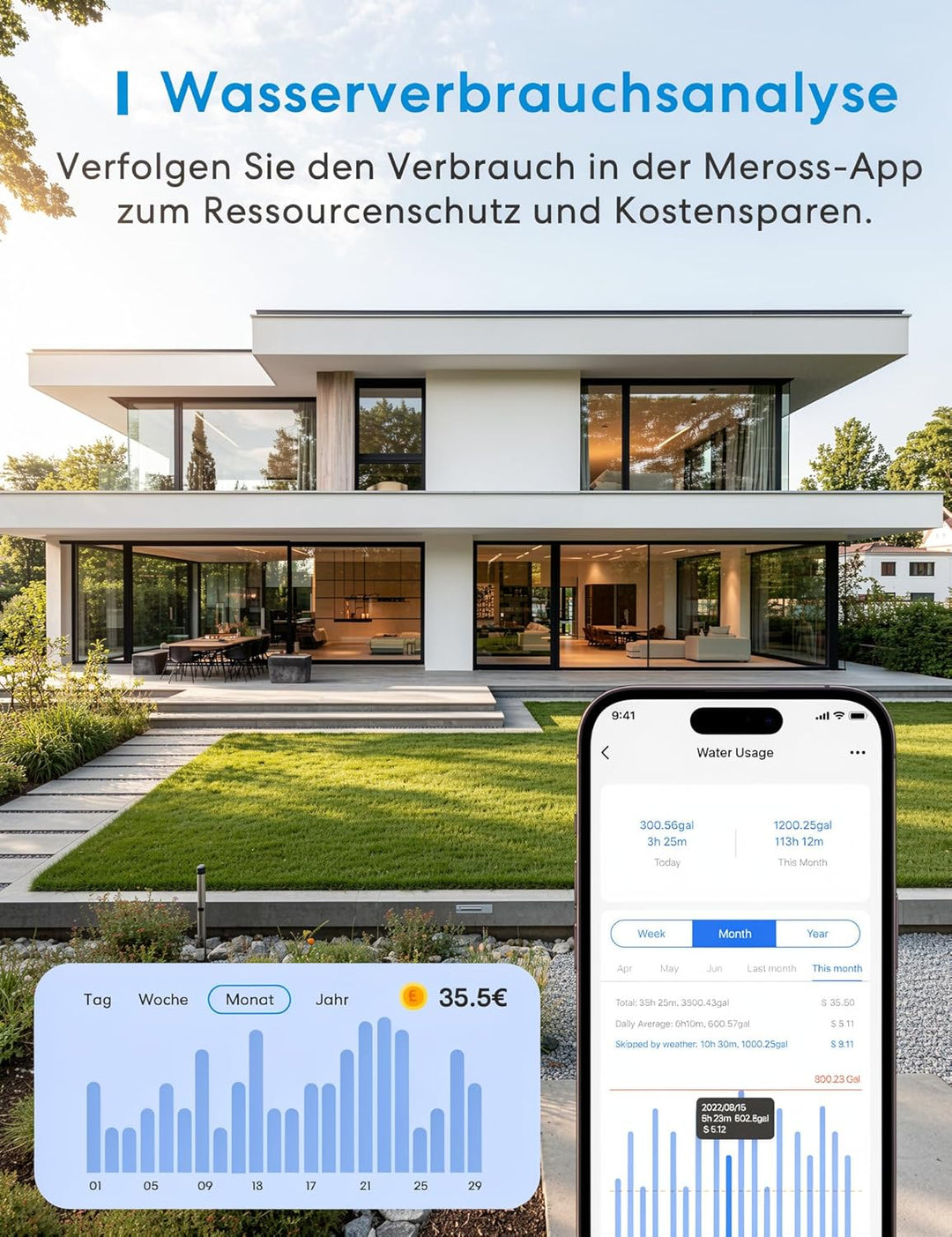 Meross Bewässerungscomputer WLAN MST100 | Automatische Bewässerung - APP Steuerung | Aussen-Fernsteu