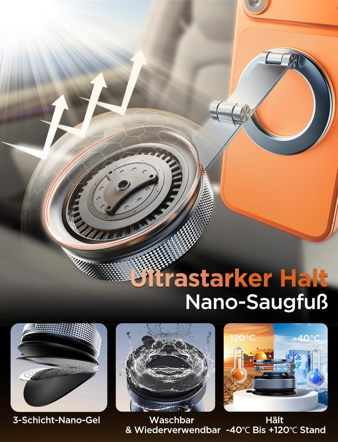 Handyhalterung Auto–Vmag S3 2026 Magnetische Handyhalterung Auto mit Metall-Dual-Fold-Arm & Erweiter