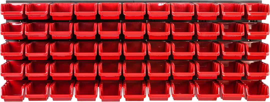 SimpleThing Lagersystem Werkstattregal | 115 x 39 cm | 55 stck. Box | Wandregal mit Stapelboxen - Wa