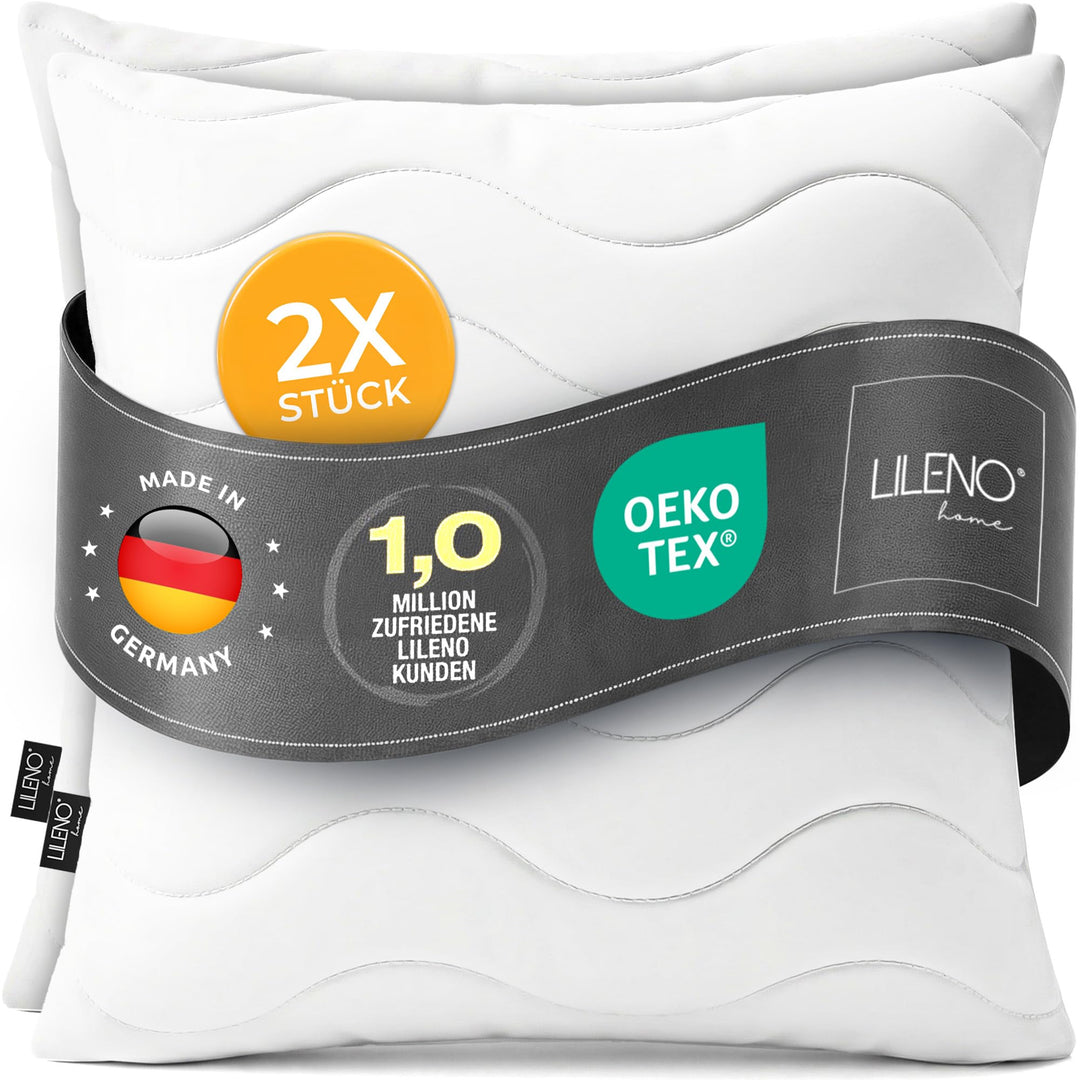 LILENO HOME Kopfkissen 50x50 cm [2er Set] als Kissen-Füllung - Bett oder Deko Kissen mit Reissversch