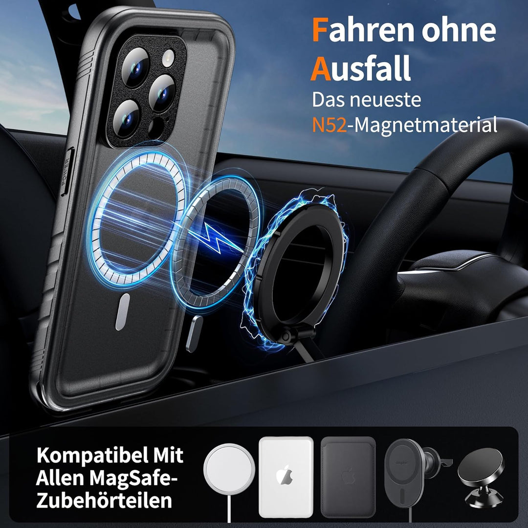 Cozycase Magnetisch Hülle für iPhone 15 Pro wasserdichte 360 Grad Panzerhülle Outdoor [Kompatibel mi