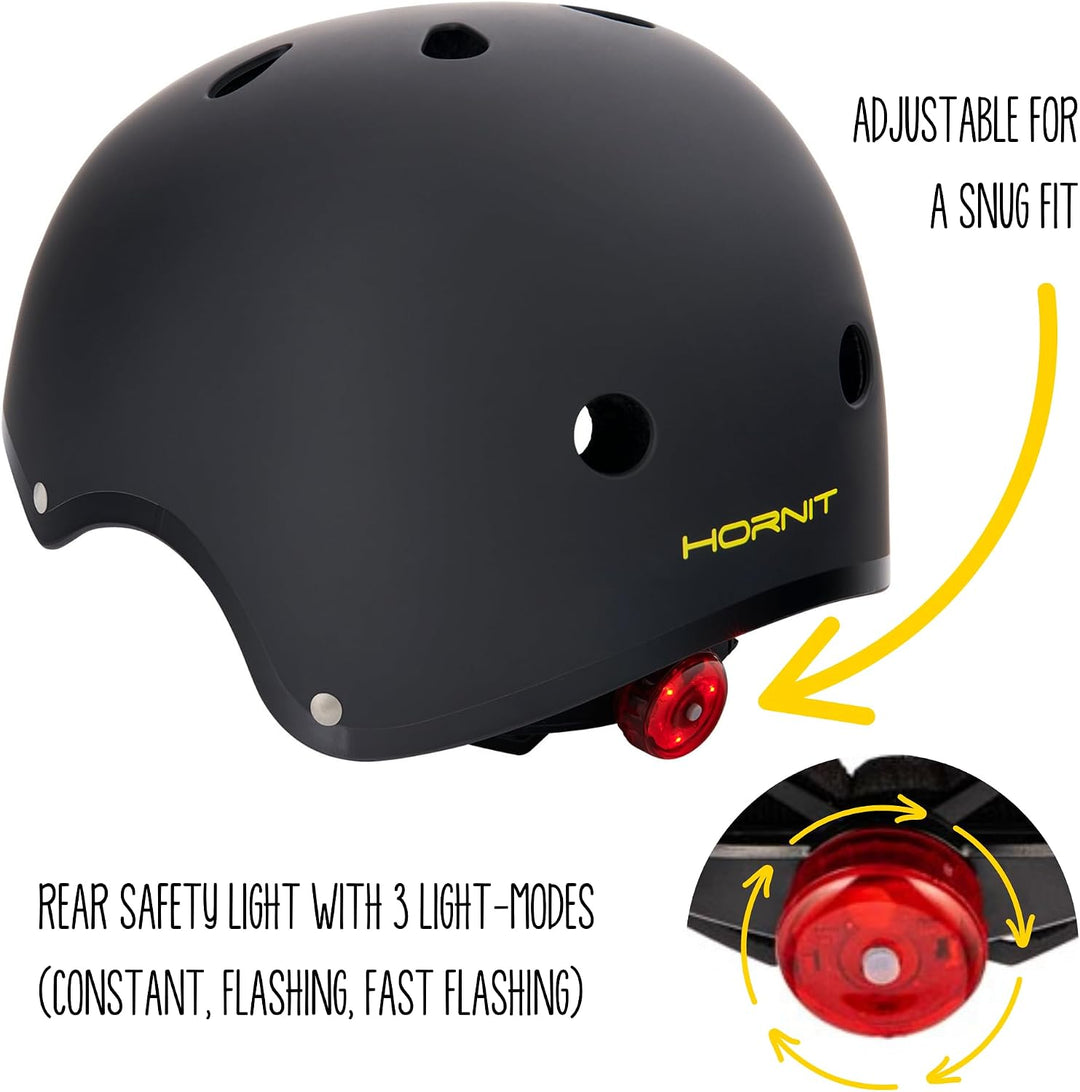 hornit Kinderhelm Fahrradhelm für Mädchen und Jungs Herren und Damen - Komplett einstellbar - LED Rü