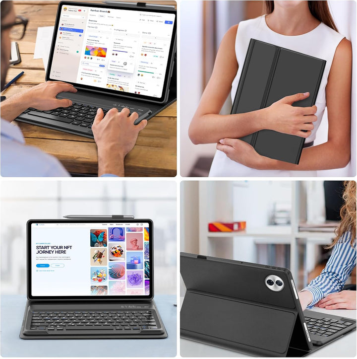Hülle mit Tastatur für Honor Pad 10 2025/Honor Pad 20 2026 12.1 Zoll | Bluetooth Abnehmbarer Tastatu