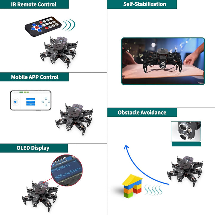 Adeept Hexapod Spider Robot Kit Compatible with Arduino, Spider Walking Crawling Robot, Programming
