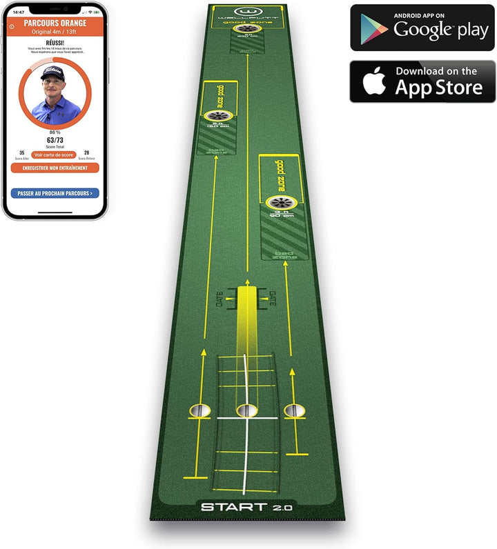 WELLPUTT - Puttingmatte Golftraining - 3m Start 2.0