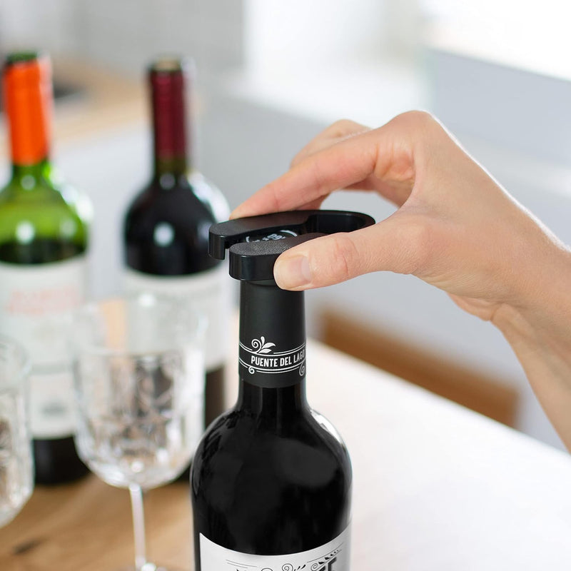 Grinscard Weinöffner Set 5 TLG. - Weinflaschen Design, Schwarz - Wein Zubehör mit Folienschneider |