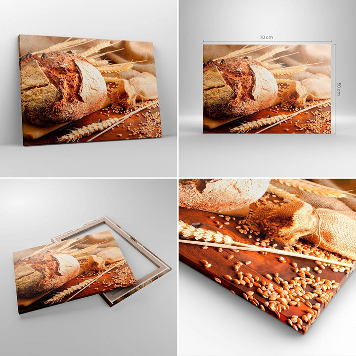 Bilder auf Leinwand Brot Bäckerei Lebensmittel Roggen Leinwandbild 70x50cm Wandbilder Dekoration Woh